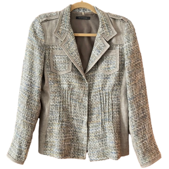 ELIE Tahari slub tweed and linen detailed jacket. Great condition 12